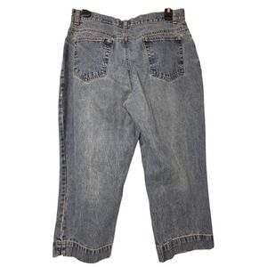 Eddie‎ Bauer  Cropped Denim Jeans Women's Light Wash Cuffed Hem Casual